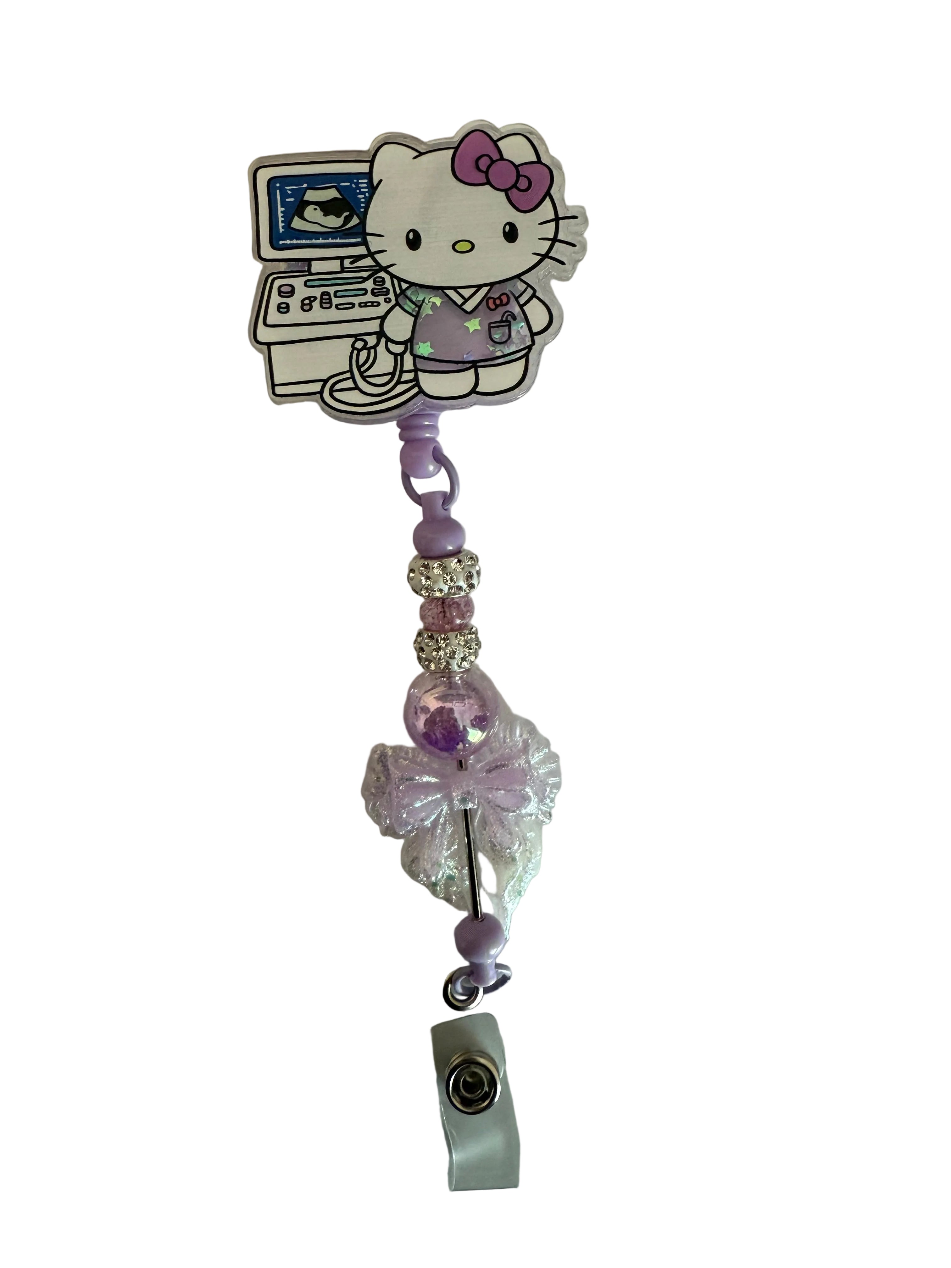 Hello Kitty Purple Acrylic Badge Reel - Ultrasound Tech