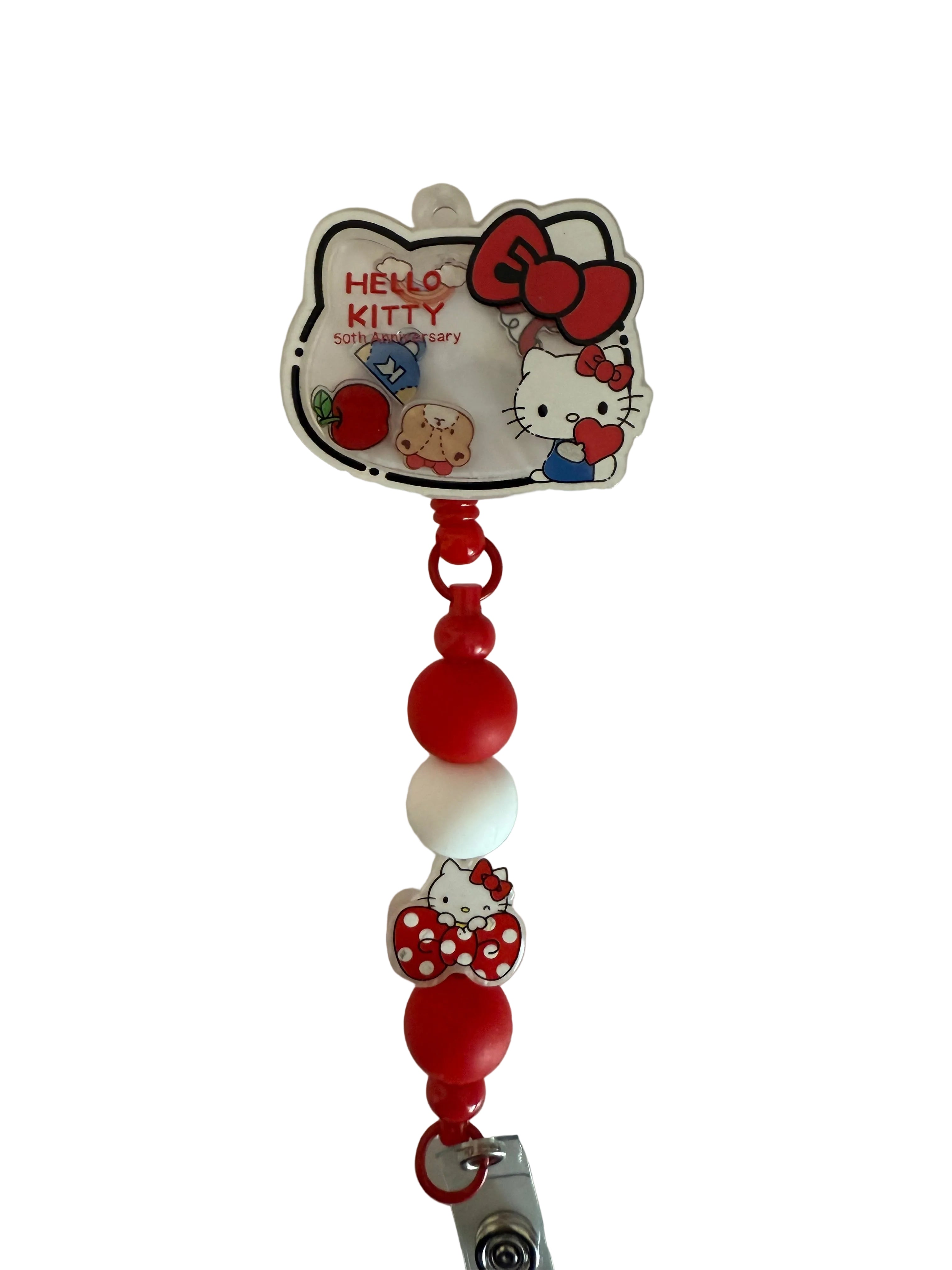 Red Hello Kitty Shaker Badge Reel