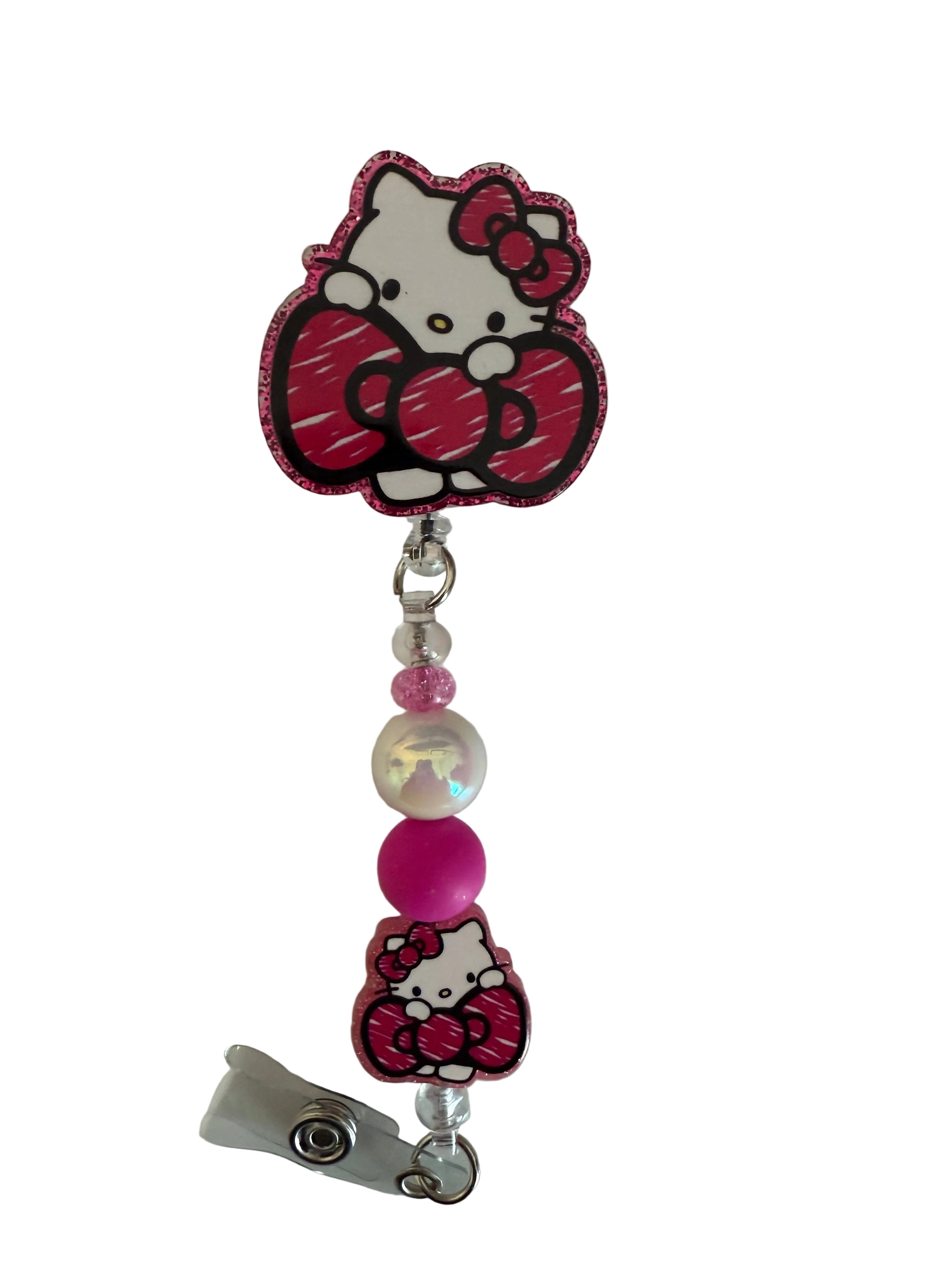 Hello Kitty Face with Bow Acrylic Badge Reel